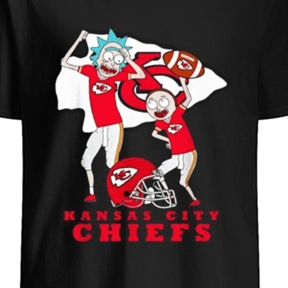 Rick And Morty Kansas City Chiefs NFL Funny Crossover Graphic T-Shirt 91 - Picture 2 of 5